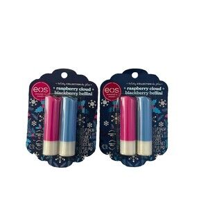 New 2 Pack eos Holiday Lip Balm Set-Raspberry Cloud & Blackberry Bellini Limited